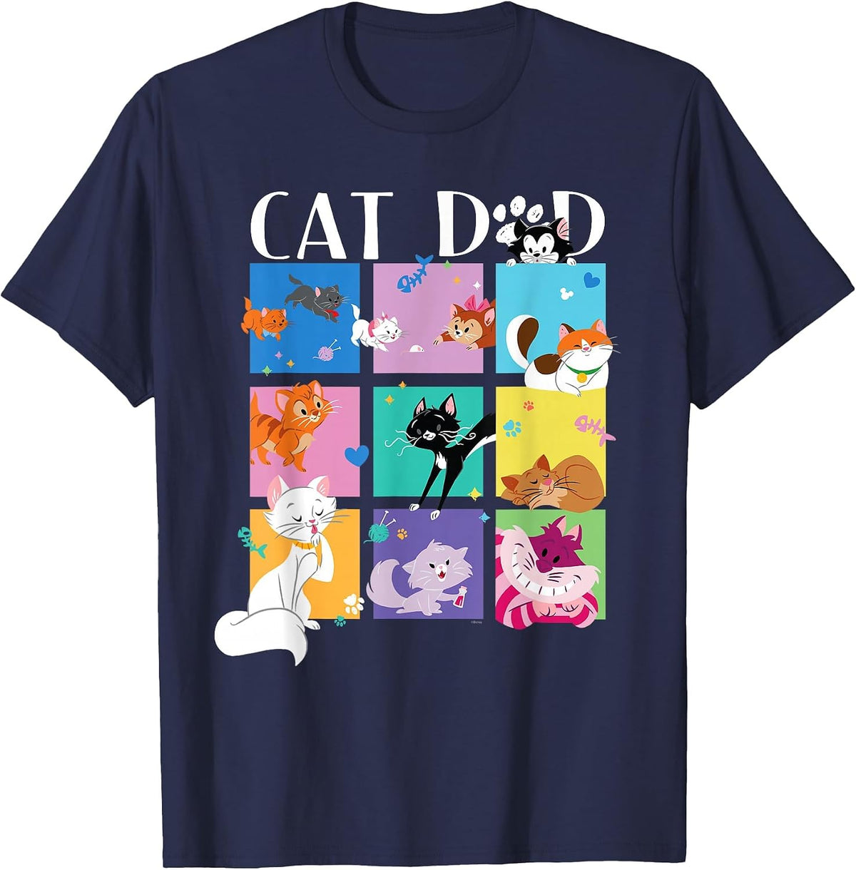 Disney Cat Dad Pet Parent Animated Disney Cats T-Shirt - Navy Blue