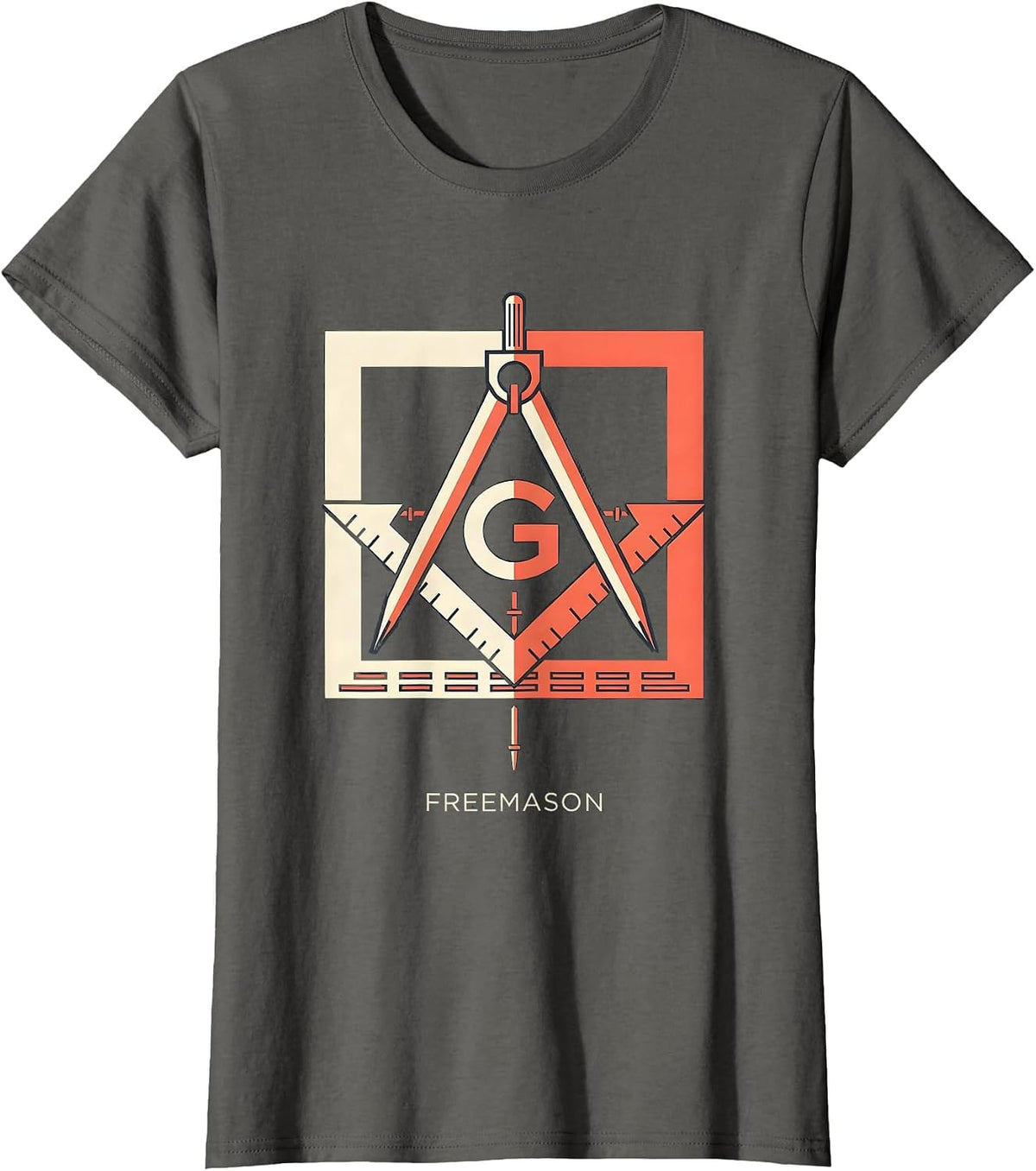 Women's Freemason Square and Compass Fraternal Pride Masonic T-Shirt - Asphalt Grey