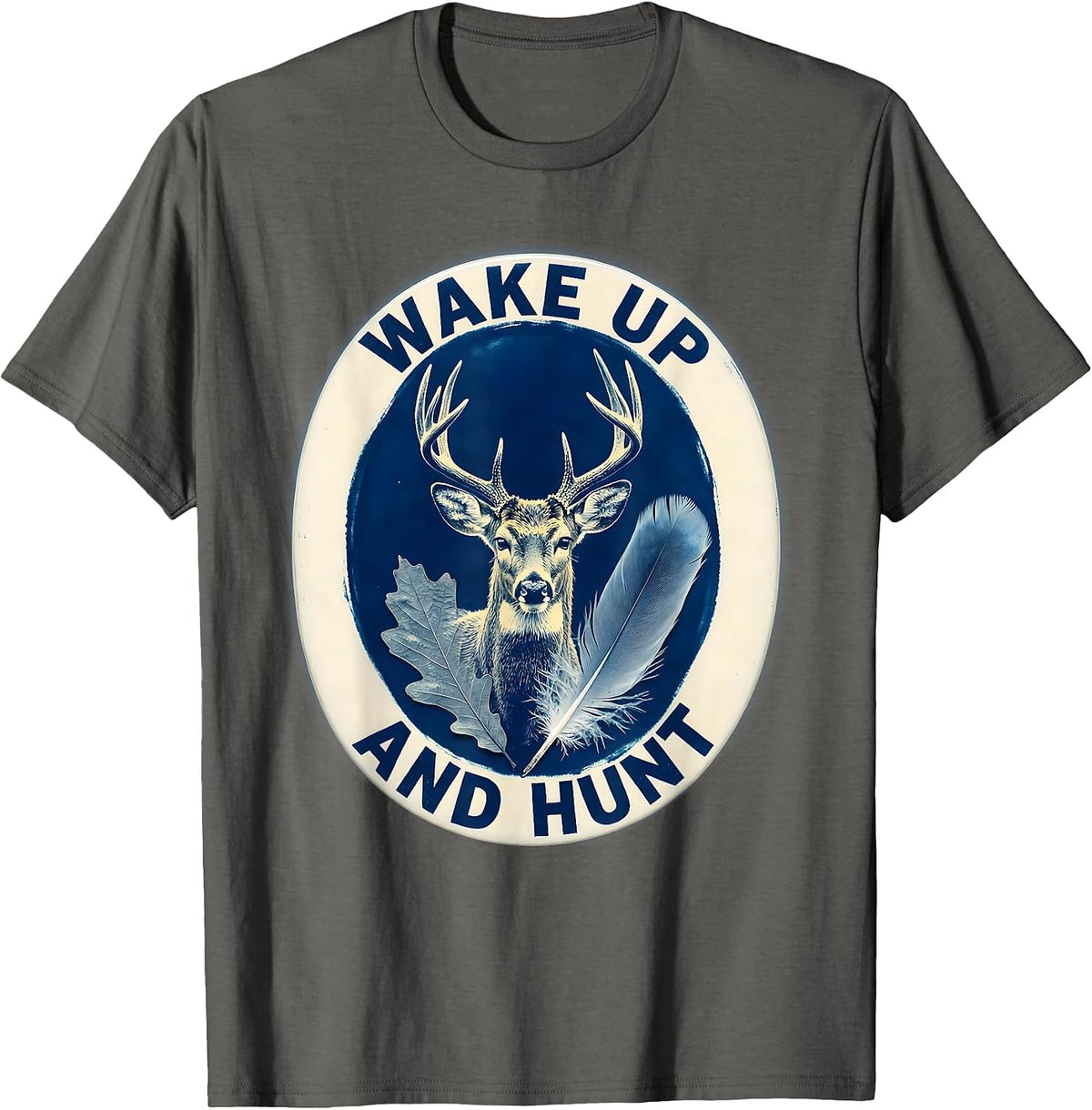 Men's Wake Up and Hunt Bold Hunting Graphic Design T-Shirt - Asphalt Grey