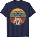 Vintage Style Orange Tabby Cat Friendly Wearing Sunglasses T-Shirt - Navy Blue