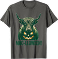 Moo-lloween! Funny Highland Cow Halloween Humor Spooky T-Shirt - Asphalt Grey