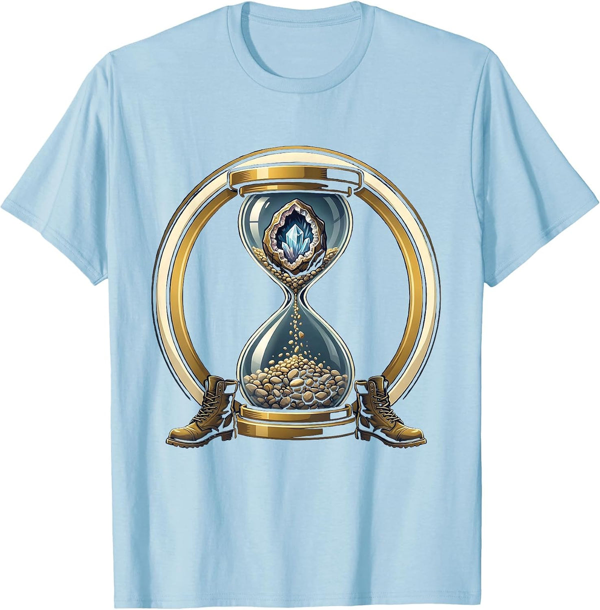 Sealed Geode Hourglass Rock Collector Emblem T-Shirt - Baby Blue