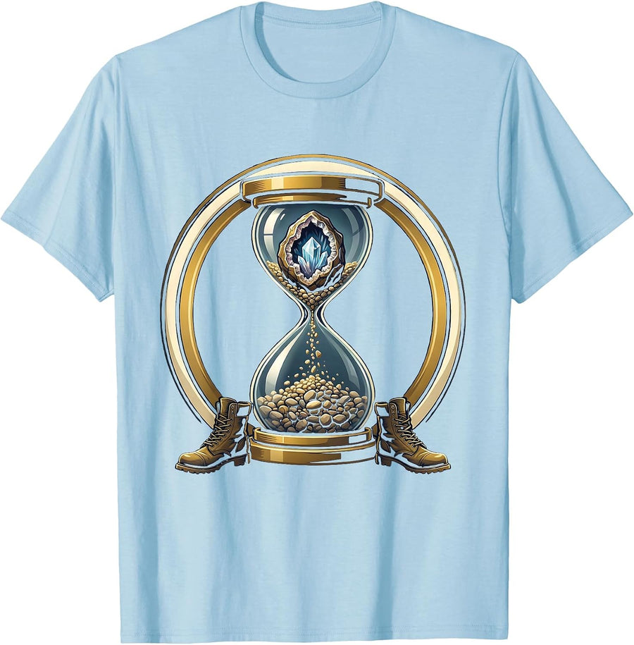 Sealed Geode Hourglass Rock Collector Emblem T-Shirt - Baby Blue