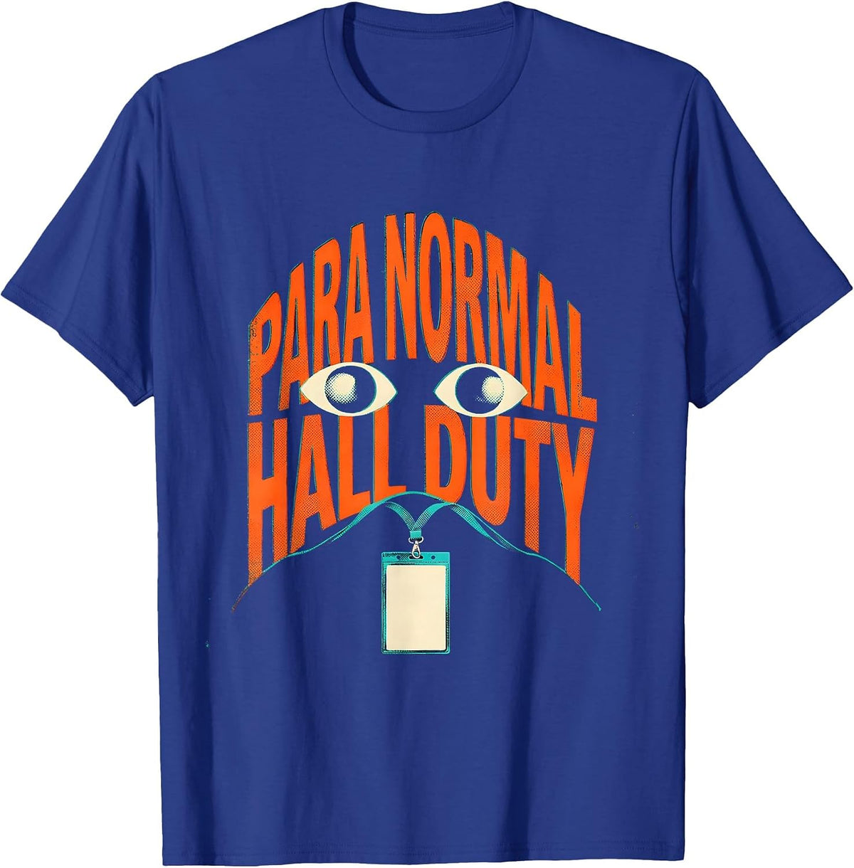 Men's Para Normal Hall Duty Risograph Ghost Paraeducator Halloween T-Shirt - Royal Blue