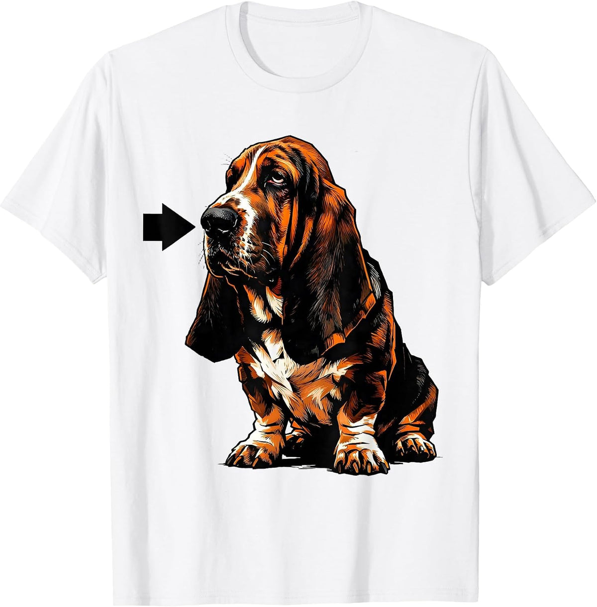 Men's Basset Hound Massive Flat-Plane Brutalist Graphic Dog Lover T-Shirt - White