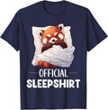 Official Sleep Shirt Sleeping Red Panda Animal Lover Pyjamas T-Shirt - Navy Blue