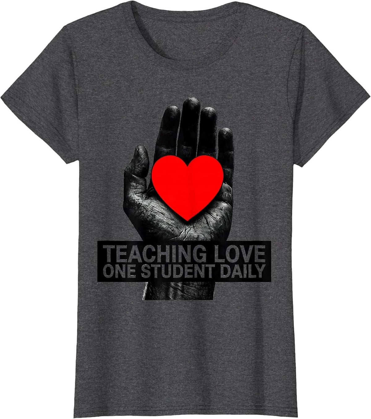 Women's Teaching Love One Student Daily Special Ed Design T-Shirt - Dark Heather Grey