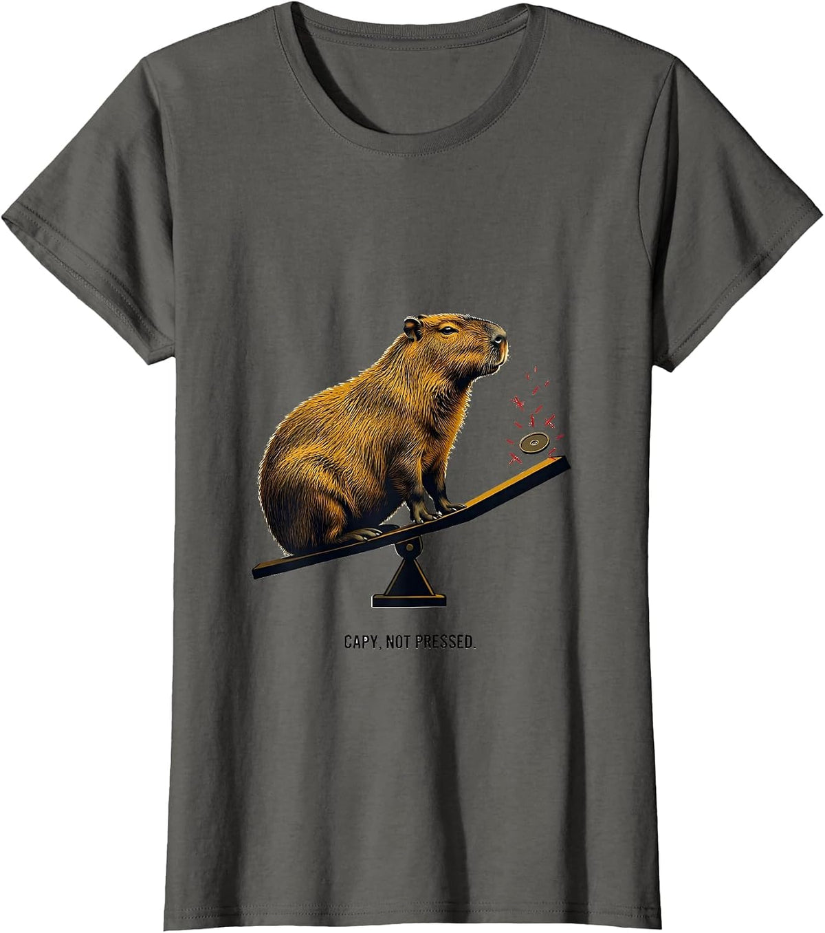 Women's Capy, Not Pressed Funny Capybara Animal Meme Humor T-Shirt - Asphalt Grey