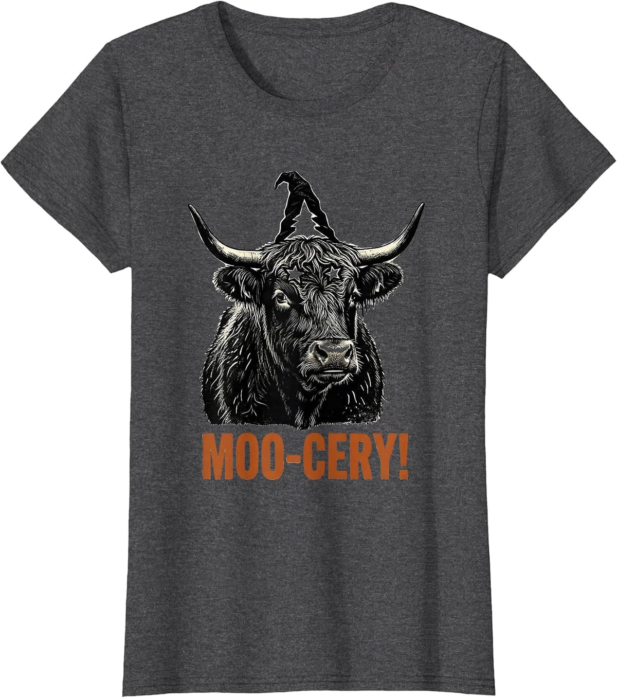 Women's Moo-cery! Funny Highland Cow Halloween Costume Humor T-Shirt - Dark Heather Grey