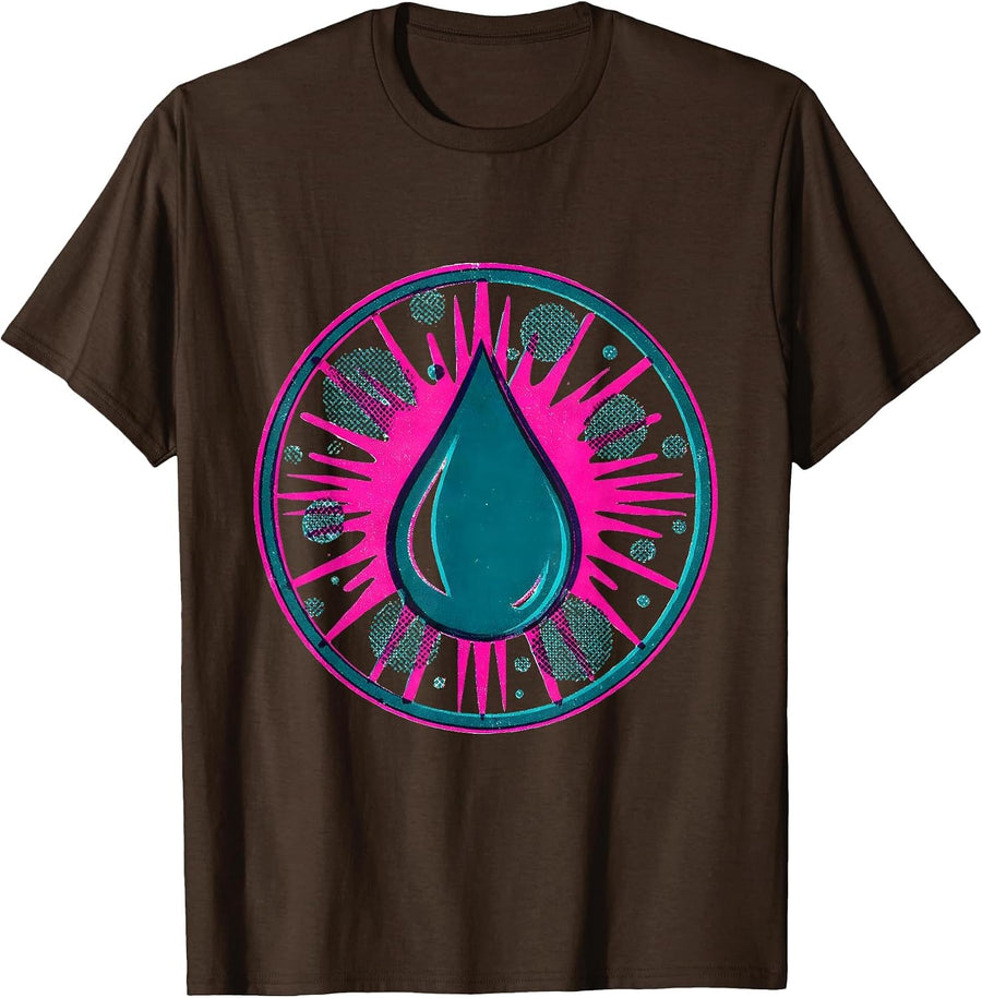 Ink Drop Splash Art Graphic Tee T-Shirt - Brown