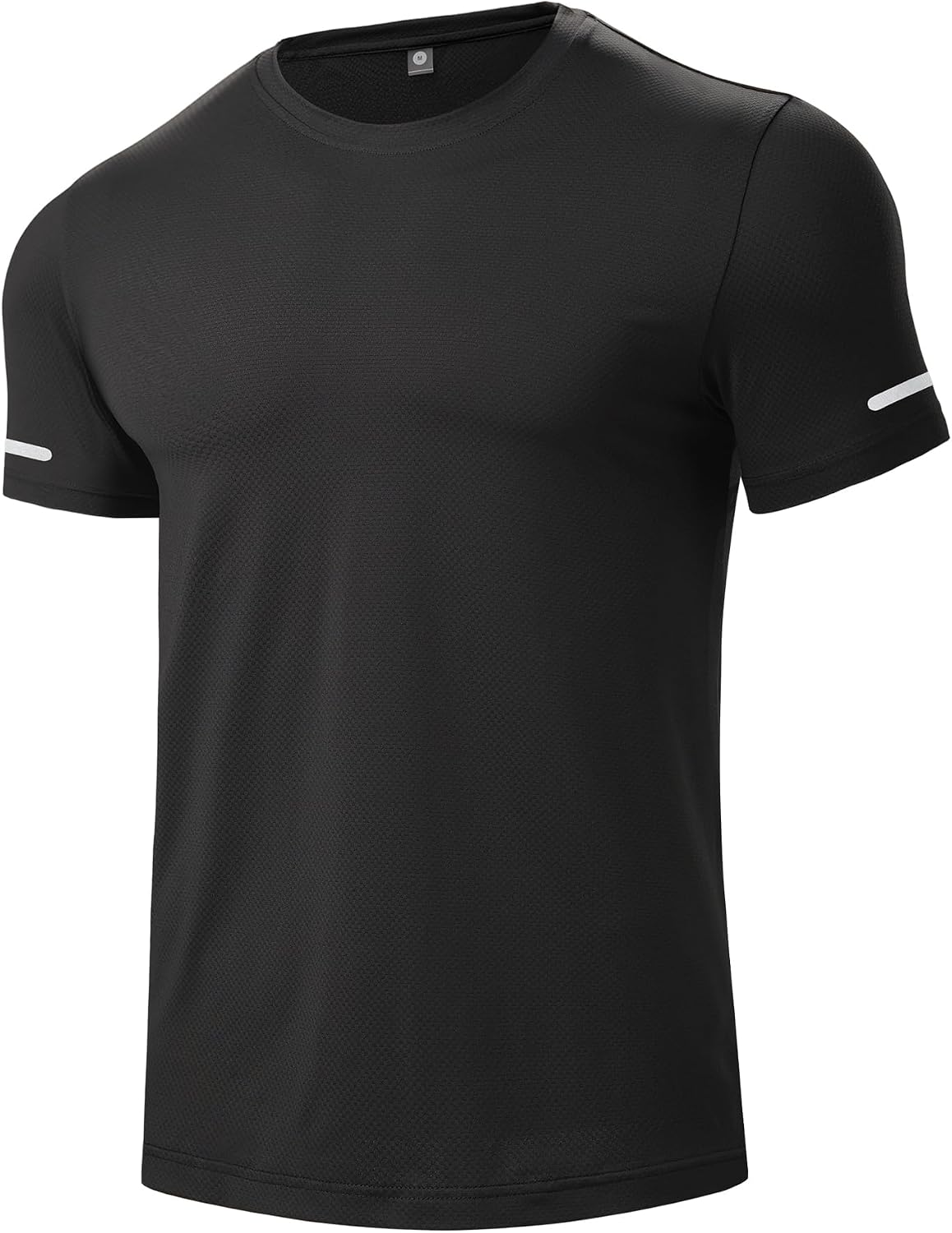 Men's Workout Shirt, Quick Dry Moisture-Wicking Athletic Running Tee - Black