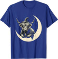 Shaggy Highland Cow Witch Cloak Halloween Novelty T-Shirt - Royal Blue