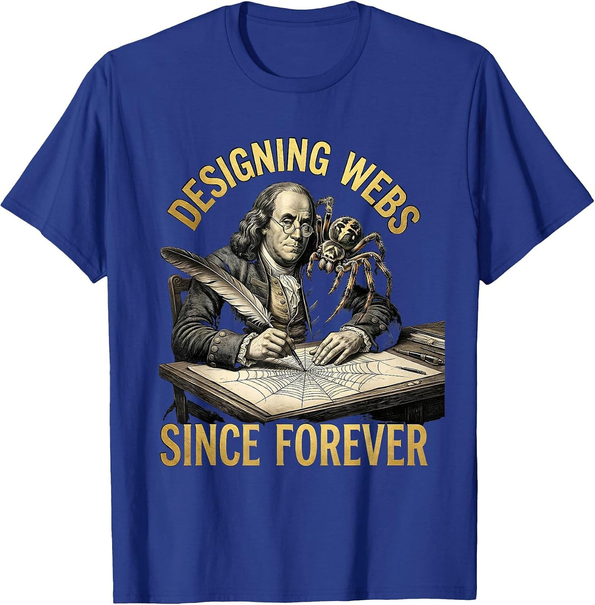 Men's Halloween Spider Web Designer UX Funny Design T-Shirt - Royal Blue
