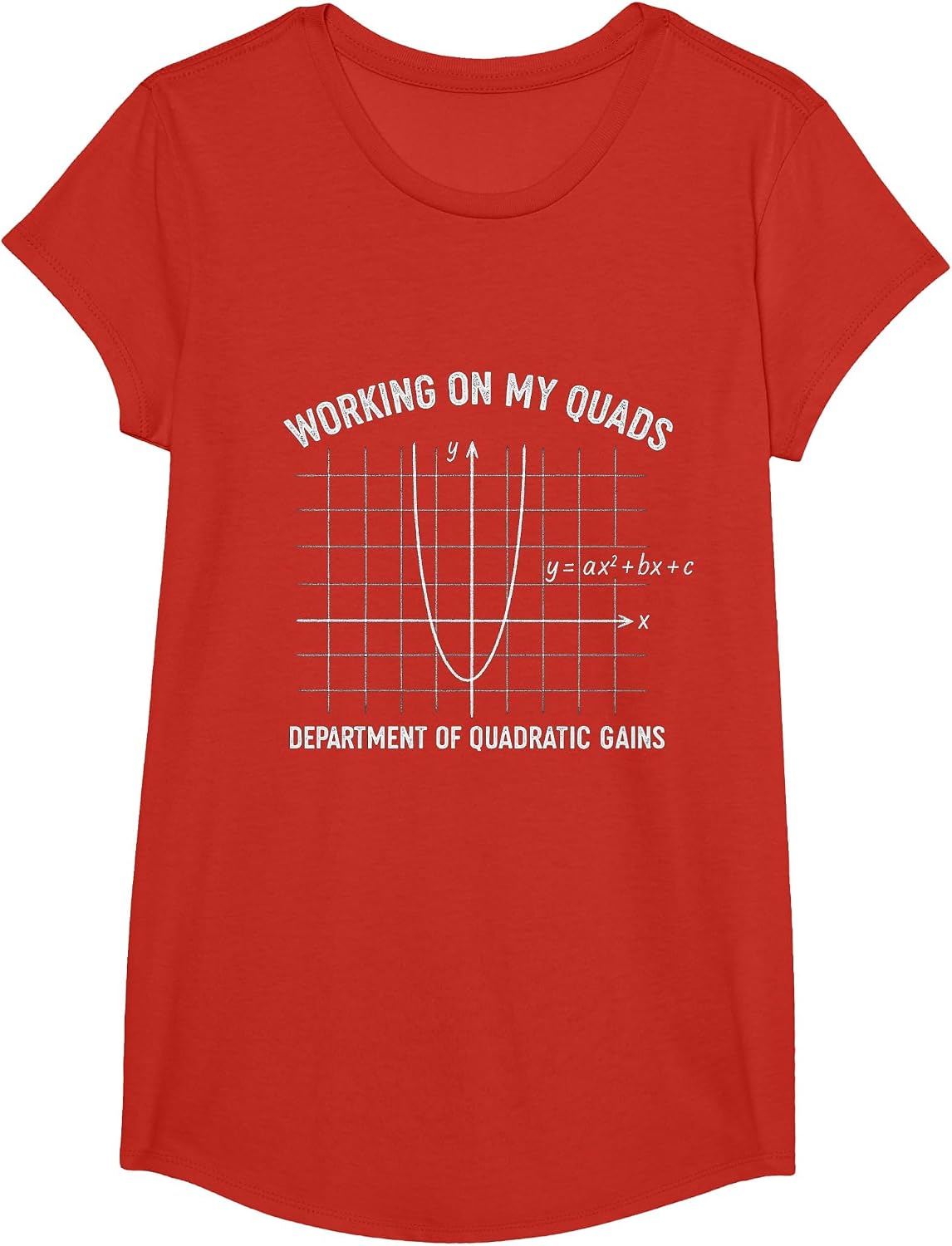 Working On My Quads Funny Algebra Math Gym Teacher T-Shirt - Girls Red