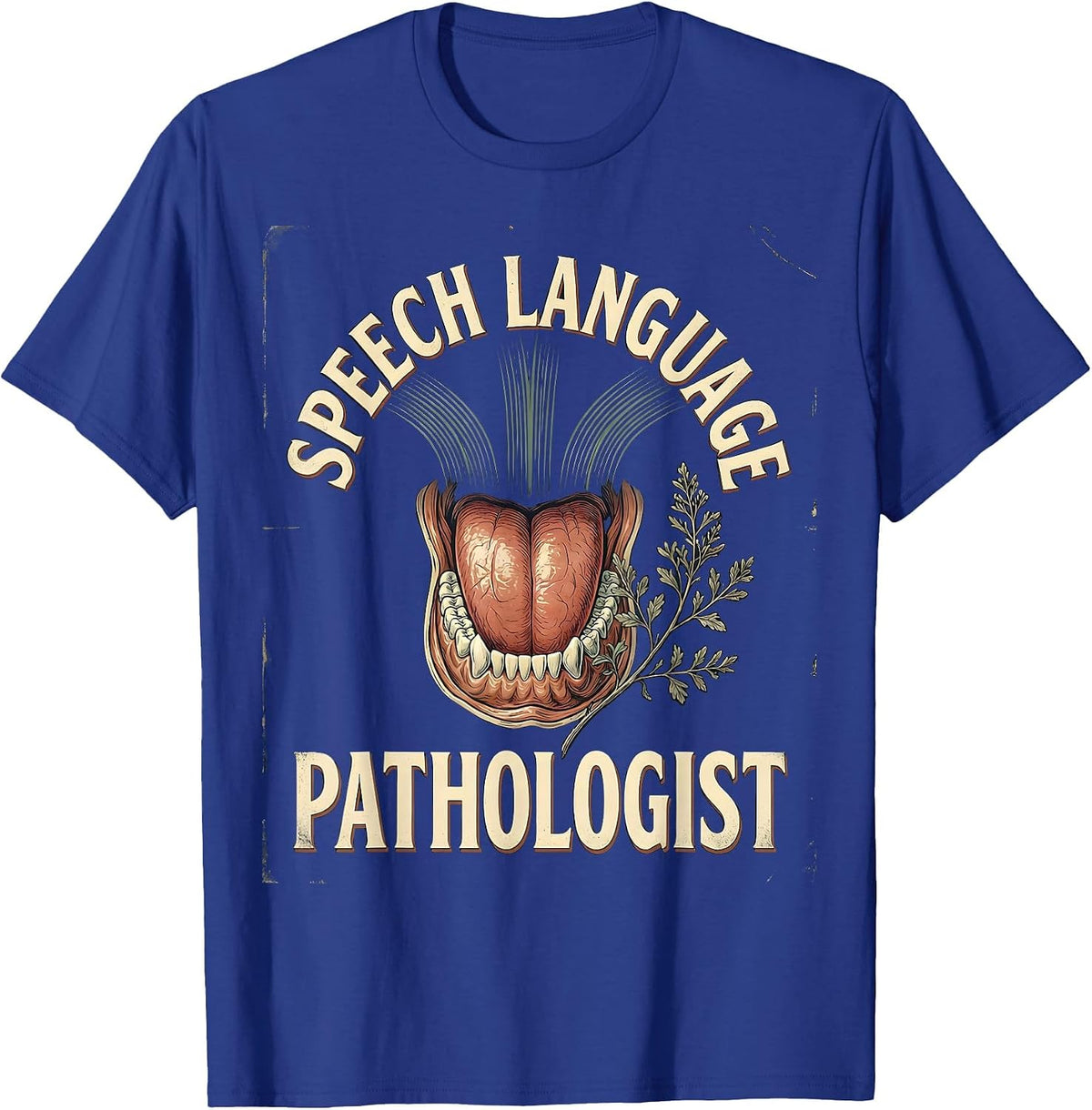 Men's Speech Language Pathologist Vintage Retro Floral SLP T-Shirt - Royal Blue