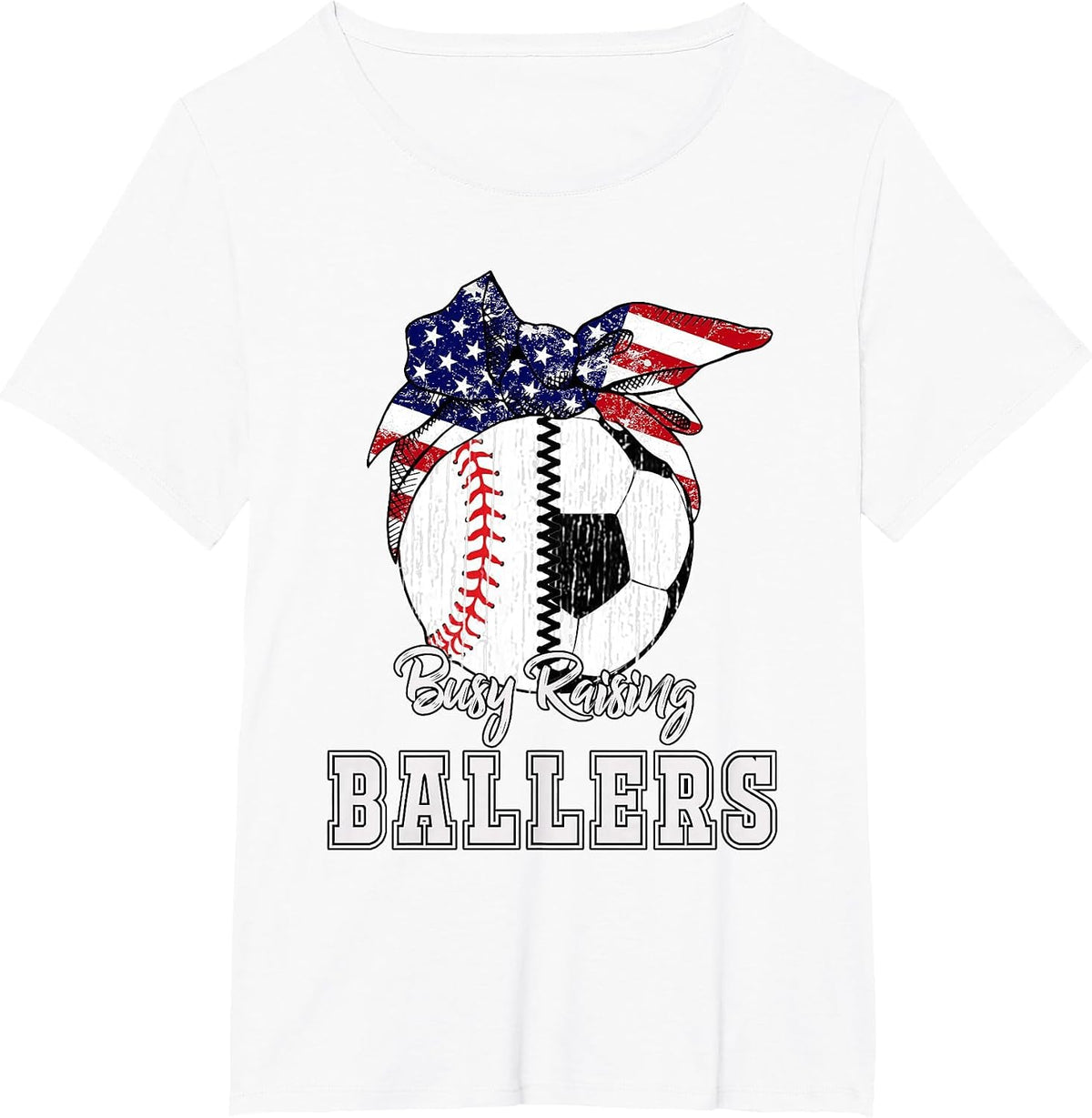 Busy Raising Ballers Baseball Soccer - Soccer mom T-Shirt - White