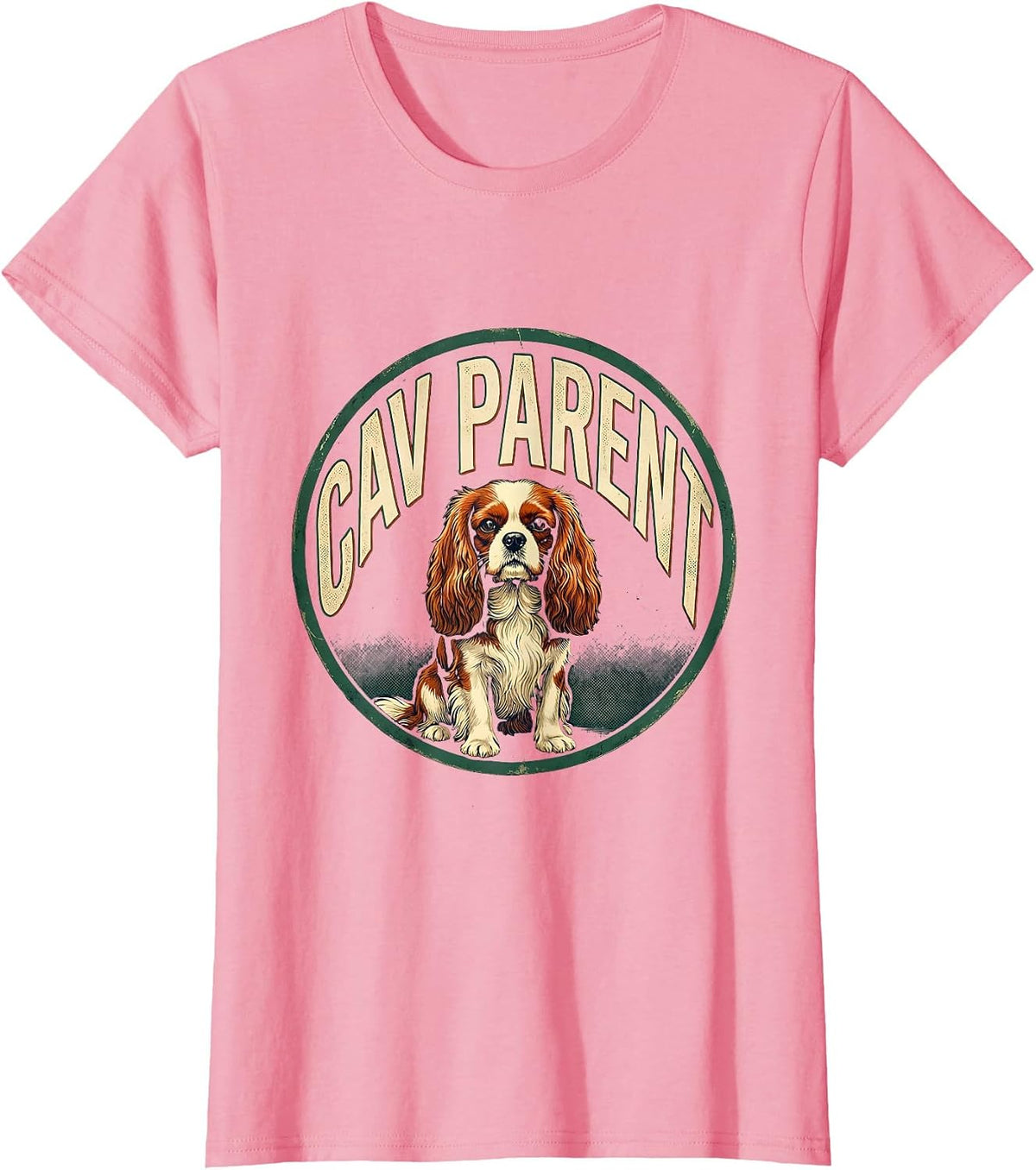 Women's Cav Parent Vintage Cavalier King Charles Spaniel Owner Humor T-Shirt - Pink