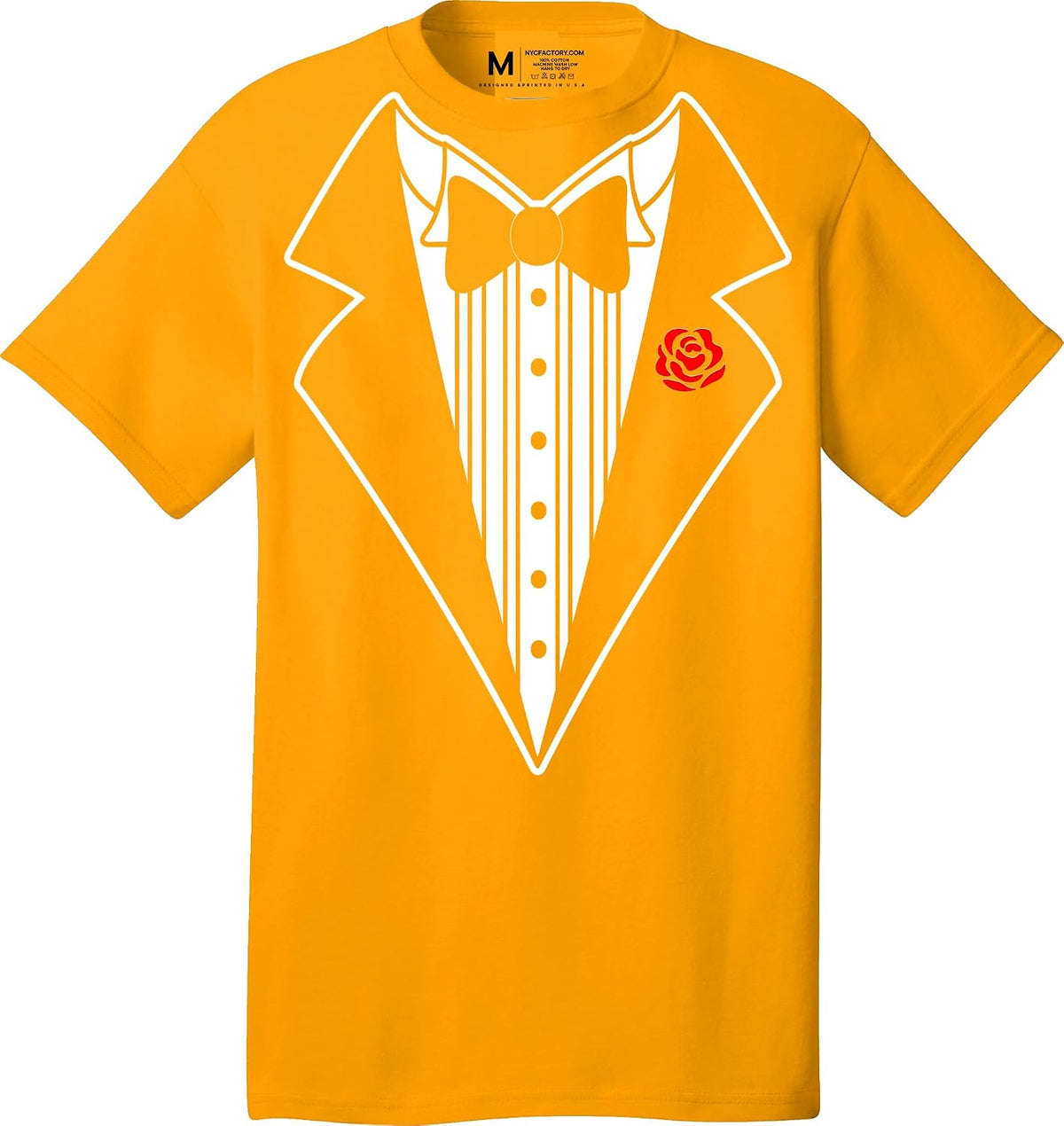 Men's Funny Tuxedo T-Shirt Black - Gold Rose