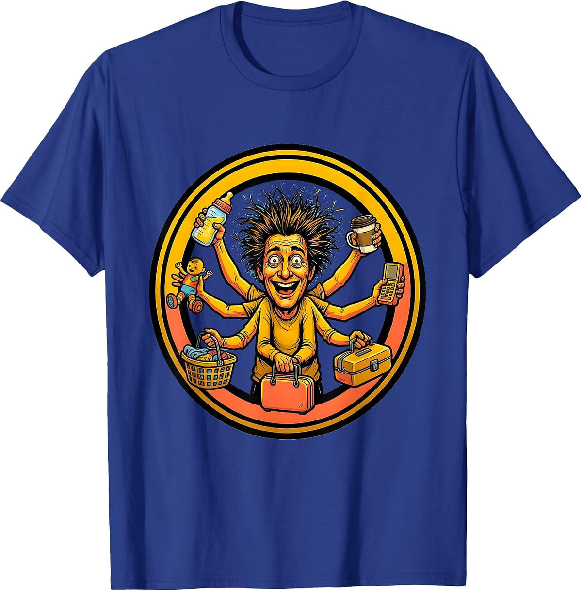 Chaos Coordinator Overwhelmed Parent Six Arms T-Shirt - Royal Blue