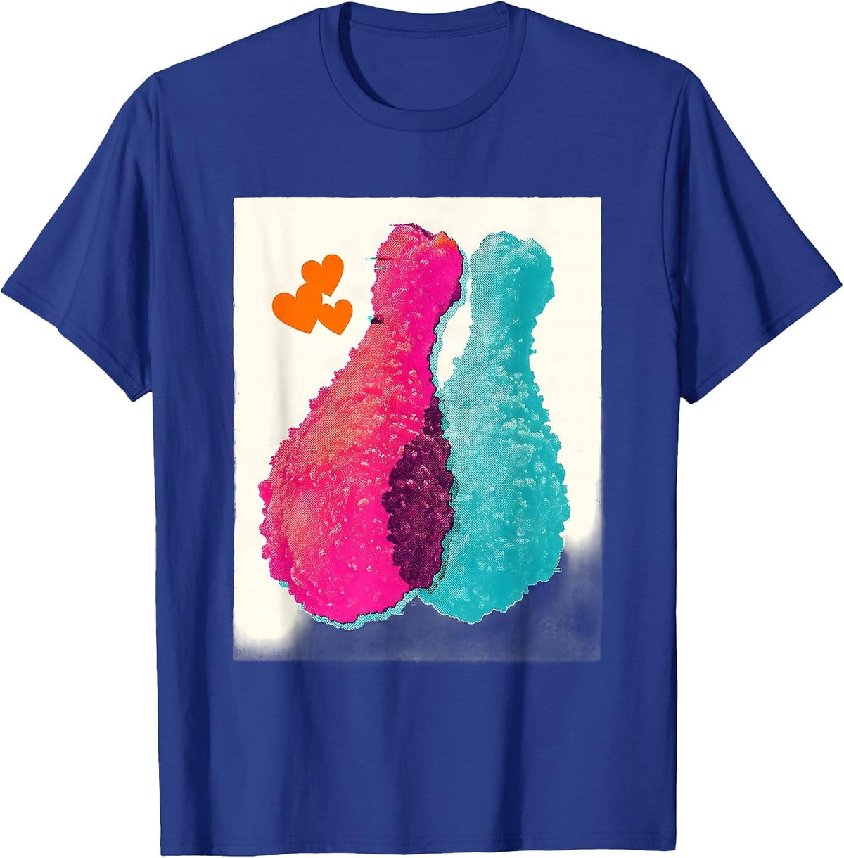 Paired Chicken Drumsticks Risograph Food Lover Humor T-Shirt - Royal Blue