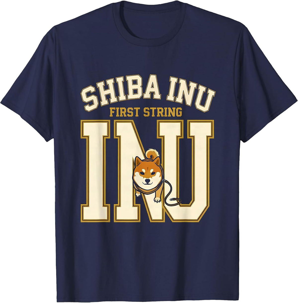 Men's Shiba Inu First String Funny Dog Lover Gift Women Girls T-Shirt - Navy Blue