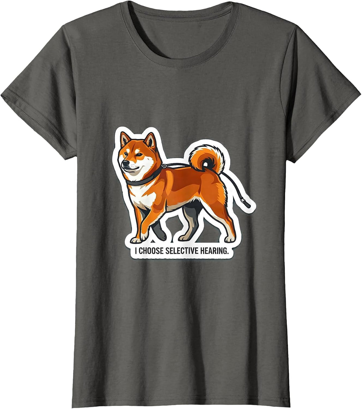Women's I Choose Selective Hearing Funny Shiba Inu Dog Lover Gift T-Shirt - Asphalt Grey