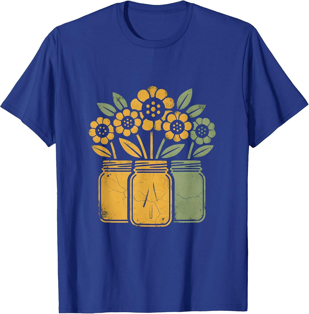 Men's Autumn Mason Jars Wildflower Bouquet Fall Design T-Shirt - Royal Blue