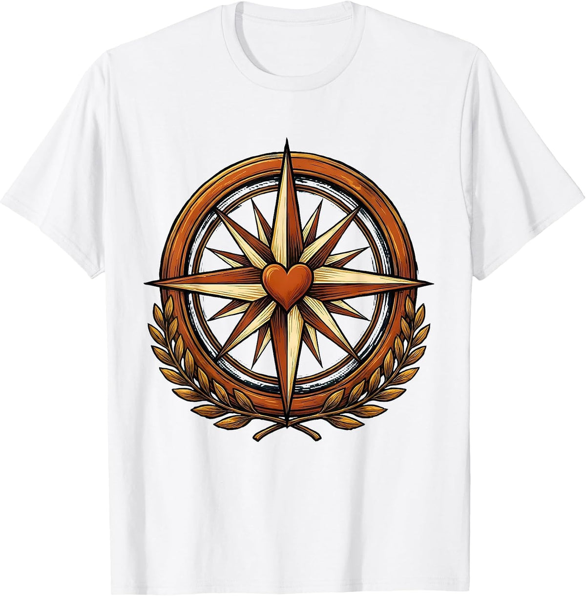 Men's Social Worker Compass Rose Heart Graphic T-Shirt - White
