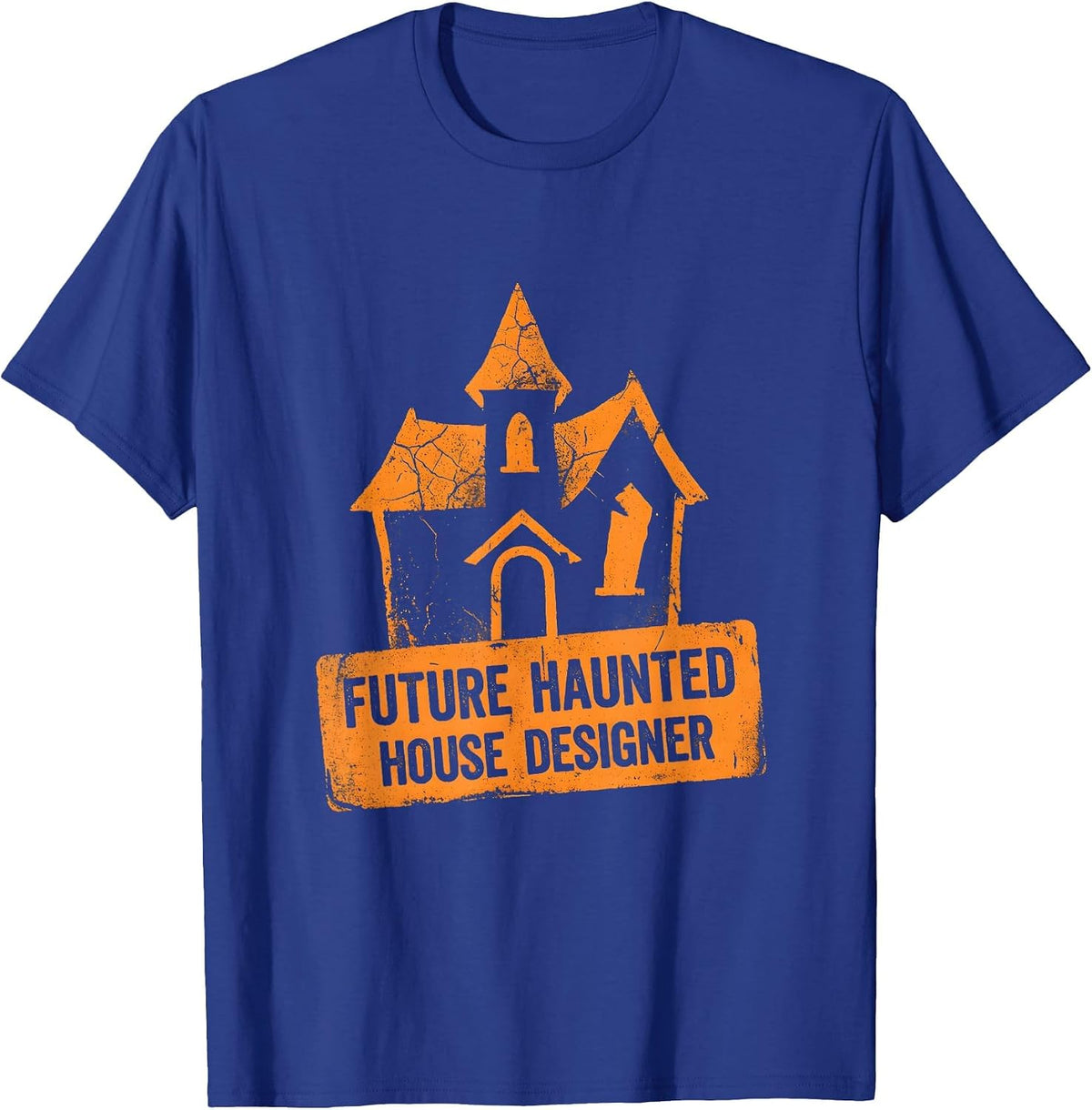 Future Haunted House Designer Boys Halloween T-Shirt - Royal Blue