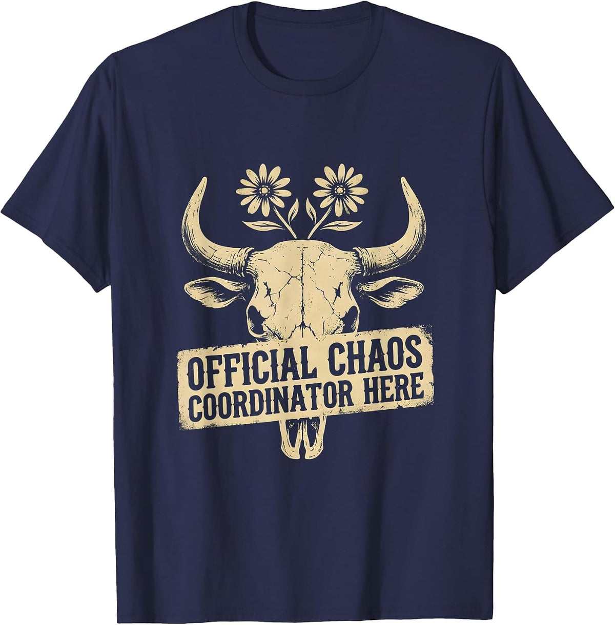 Men's Official Chaos Coordinator Funny Humor Design T-Shirt - Navy Blue