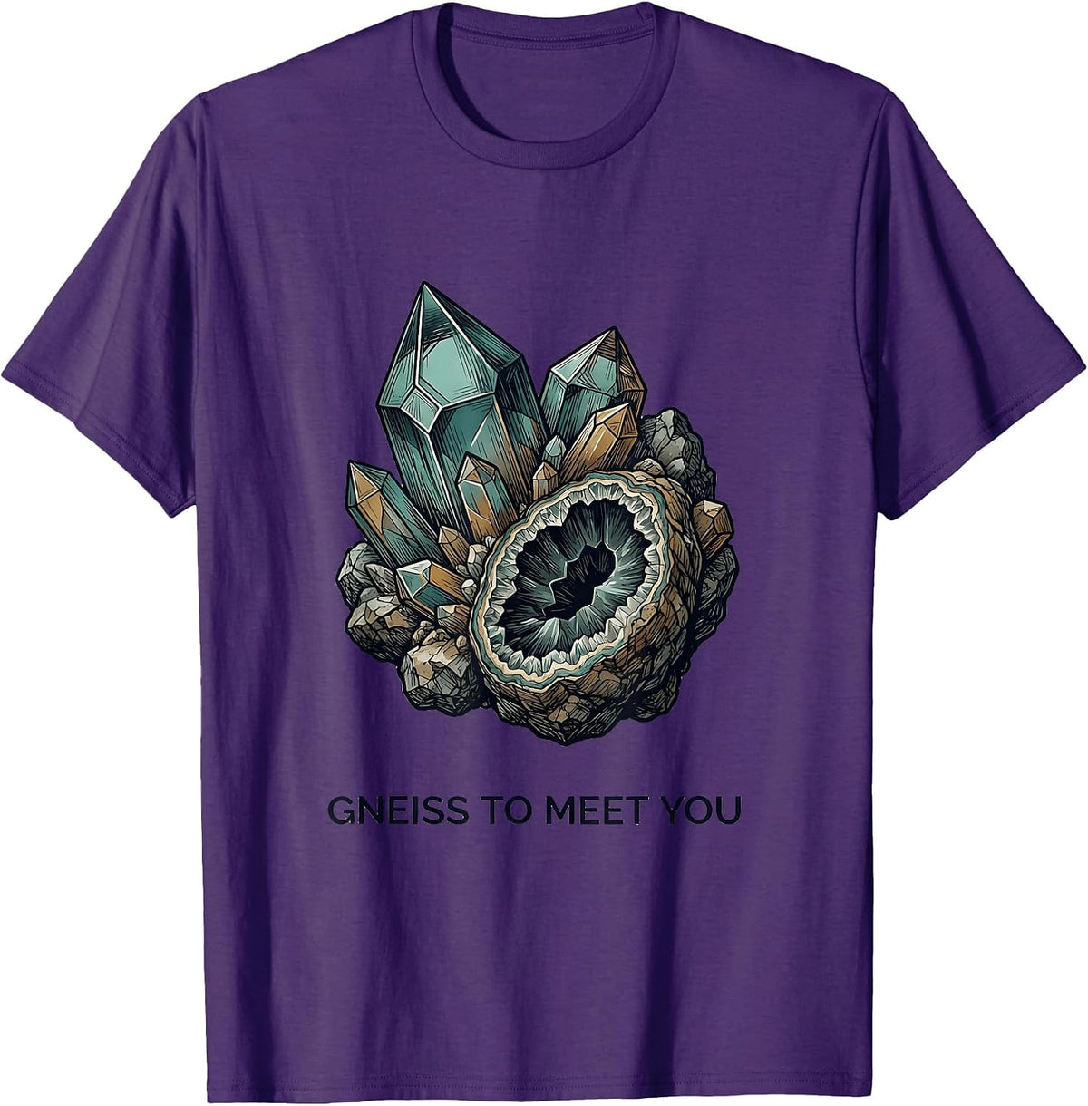 Gneiss To Meet You Rock Collecting Humor T-Shirt - Purple