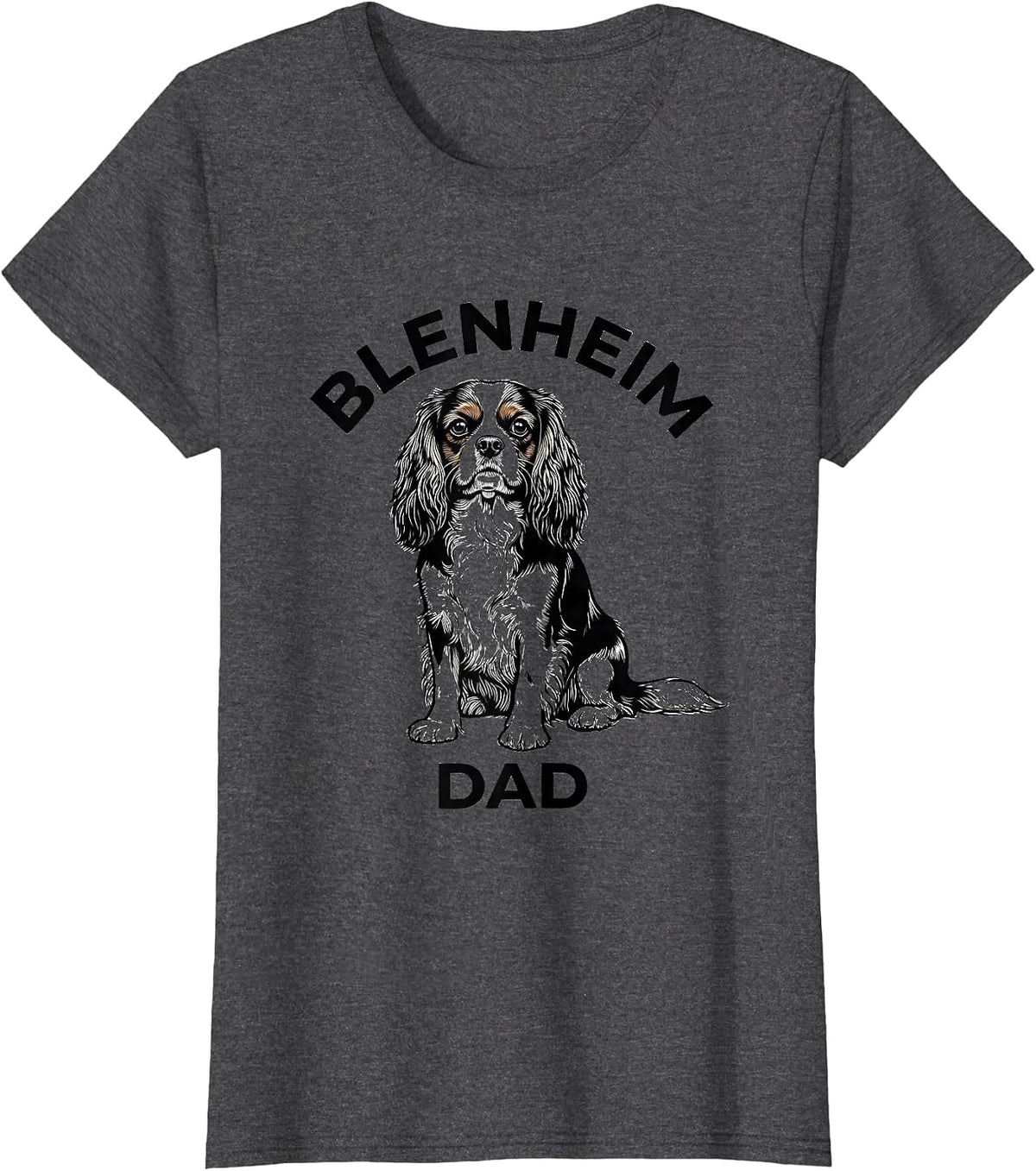 Women's Blenheim Dad Sentimental Cavalier King Charles Spaniel Dad T-Shirt - Dark Heather Grey