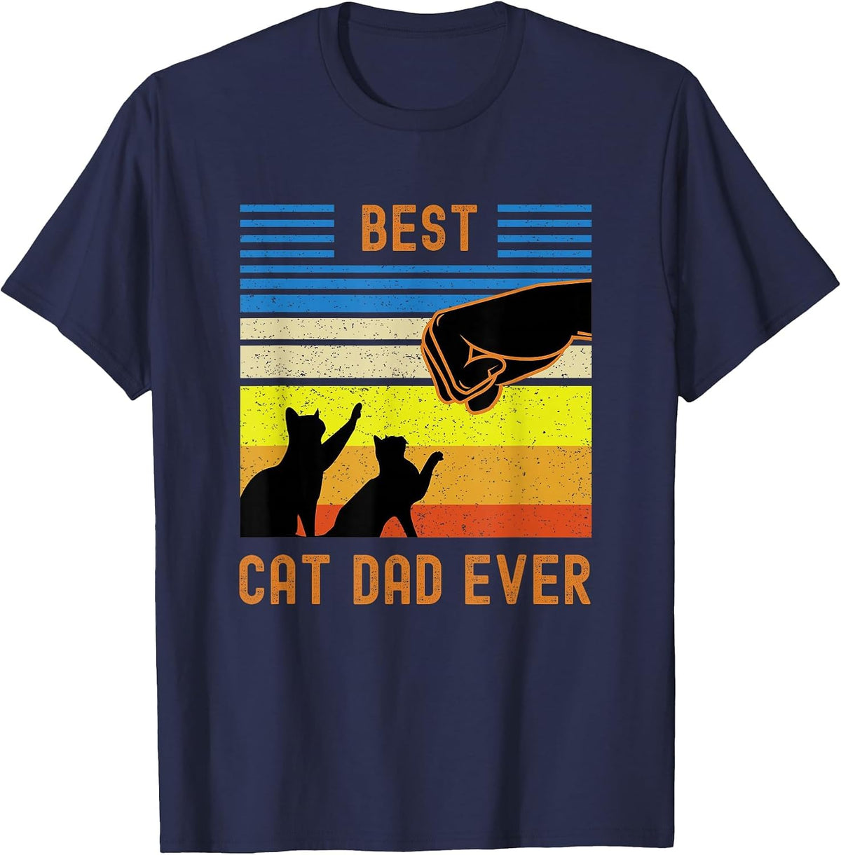 Best Cat Dad Ever Fist Bump for Fur Daddies T-Shirt - Navy Blue