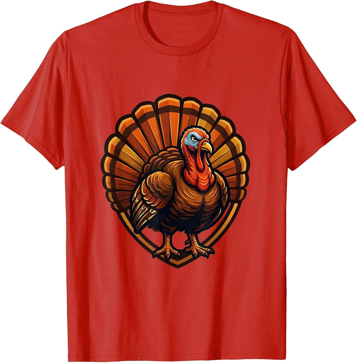 Men's Wild Turkey Fan Tail Autumn Camo Illustration T-Shirt - Red