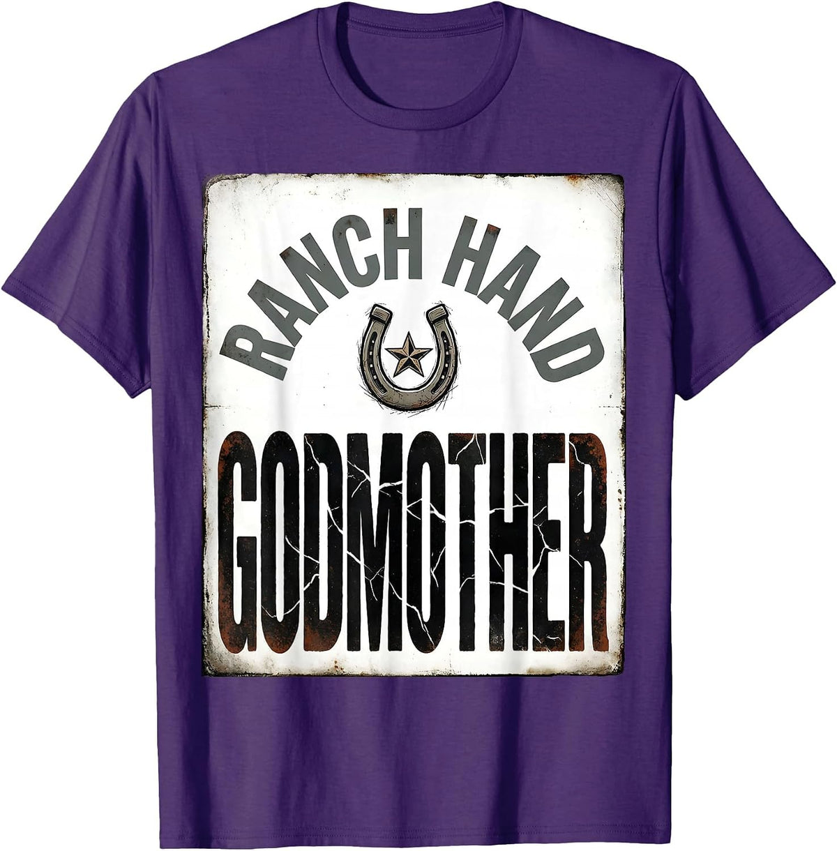Ranch Hand Godmother Distressed Western Family Matching T-Shirt - Purple