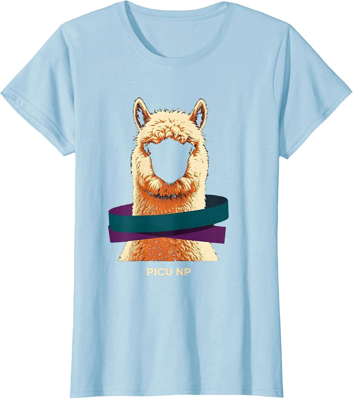 Women's PICU NP Cute Baby Alpaca Pediatric Nurse Practitioner NICU T-Shirt - Baby Blue