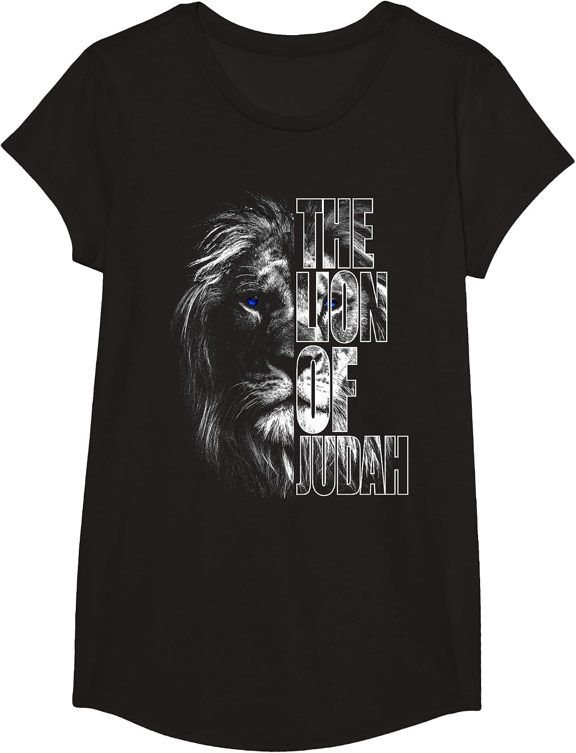 Lion of Judah Jesus Christian Faith Over Fear T-Shirt - Girls Black