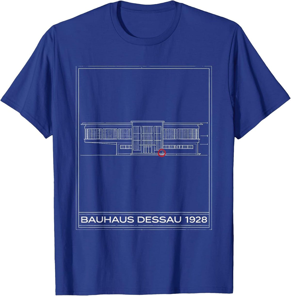 Bauhaus Dessau 1928 Technical Blueprint Art History T-Shirt - Royal Blue