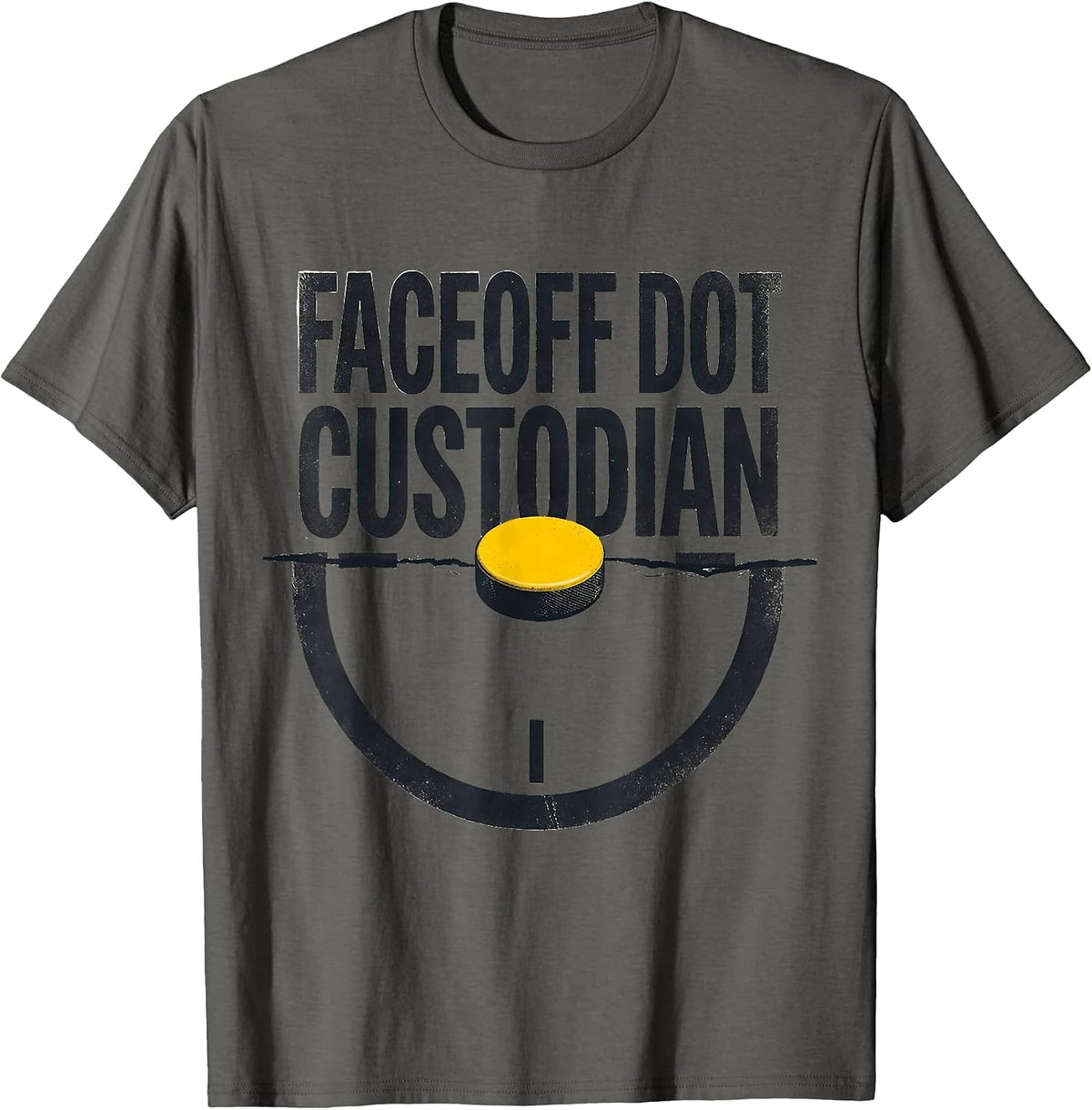 Faceoff Dot Custodian Funny Ice Hockey Player Gift T-Shirt - Asphalt Grey