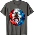 Patriotic Frog Military Helmet Mid-Leap Graphic T-Shirt - Asphalt Grey