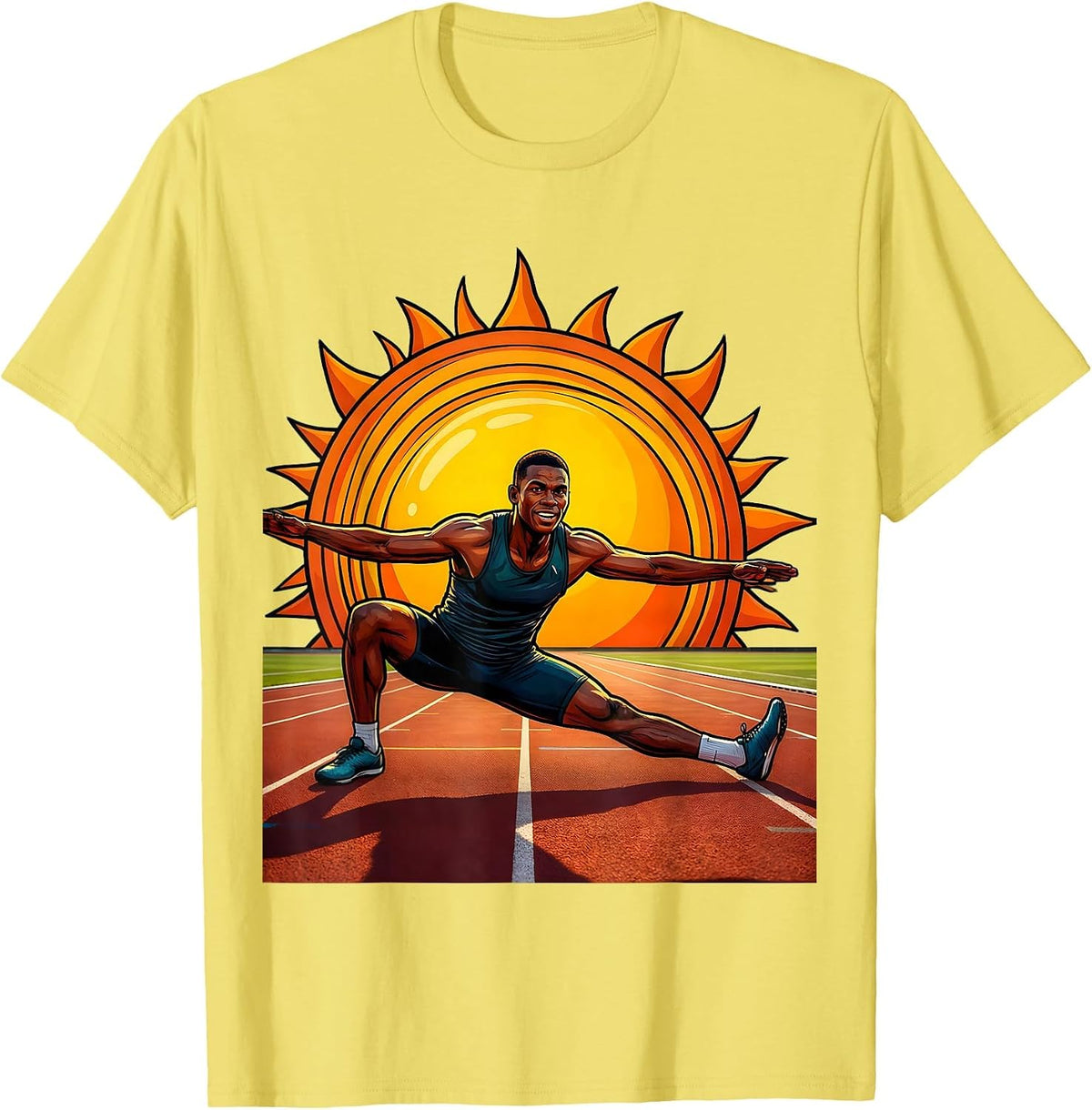 Men's Physical Therapy Athlete Sunrise Stretch Graphic T-Shirt - Lemon Yellow