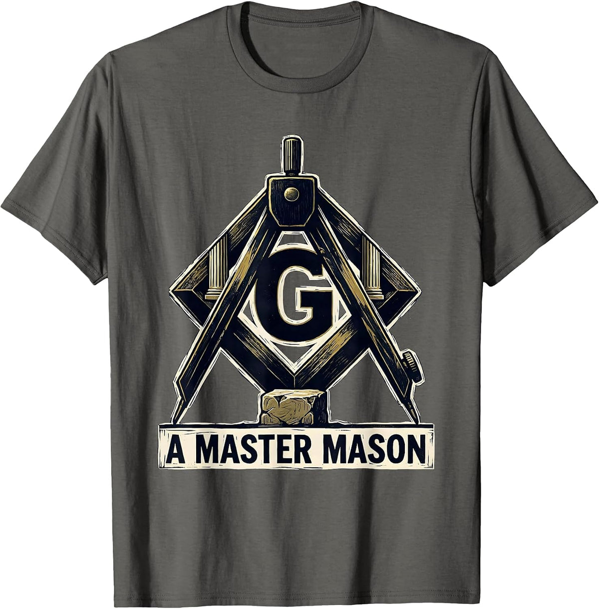 Men's A Master Mason Freemason Square Compass Masonic Pride T-Shirt - Asphalt Grey