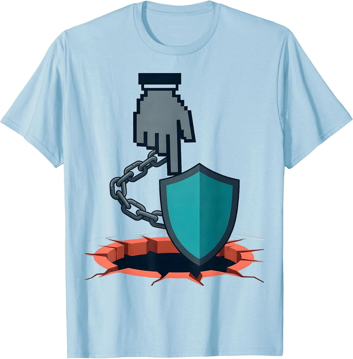 Men's Cursor Hand Shield Cybersecurity IT Security Humor T-Shirt - Baby Blue