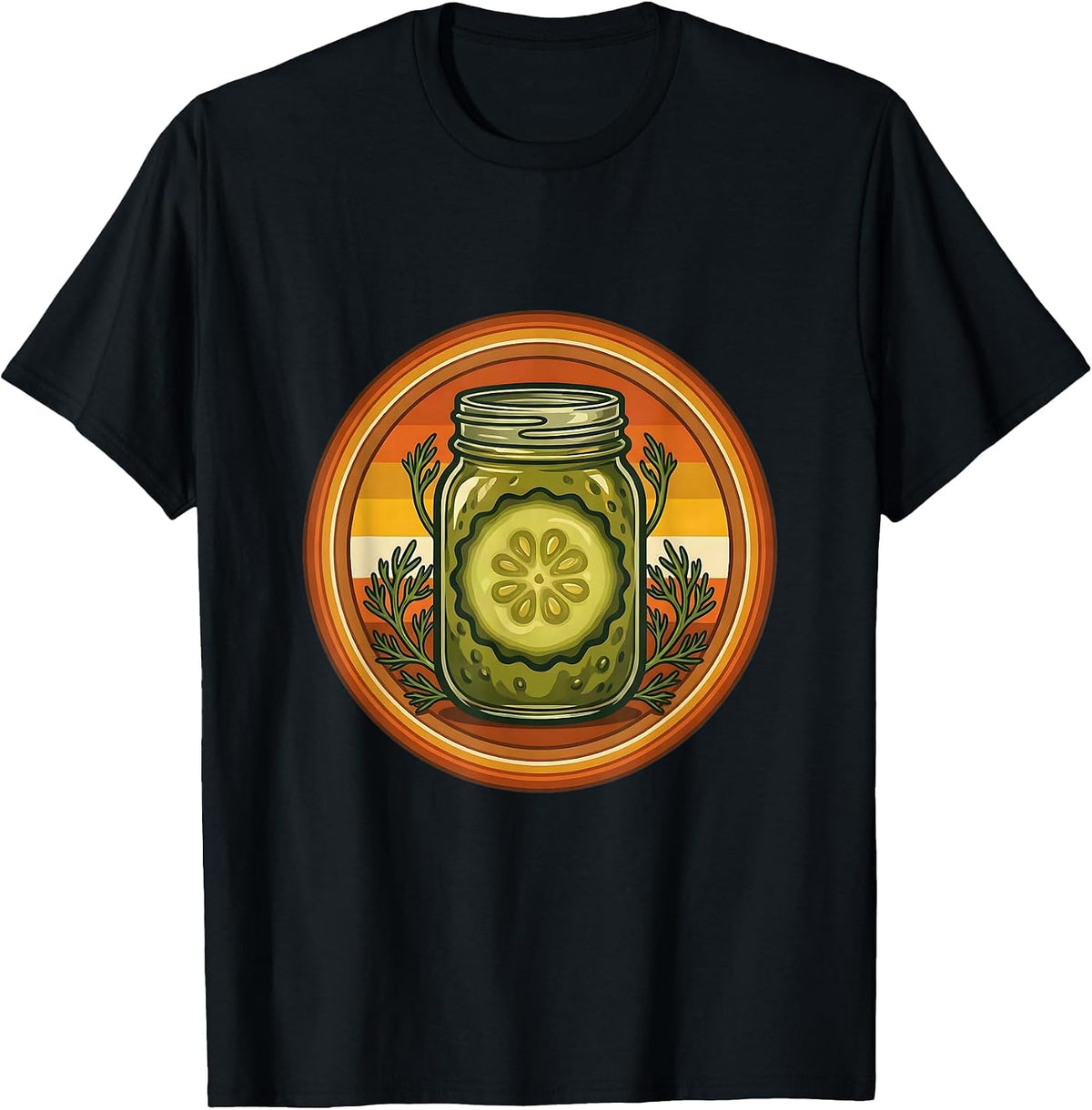 Men's Pickle Slice in Mason Jar Graphic T-Shirt - Black