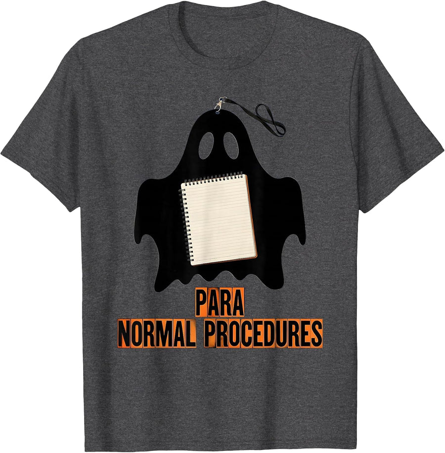 Men's Para Normal Procedures Ghost Paraeducator Halloween Spooky T-Shirt - Dark Heather Grey