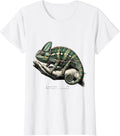 Women's Crested Chameleon Botanical Pet Keeper Cute Reptile T-Shirt - White