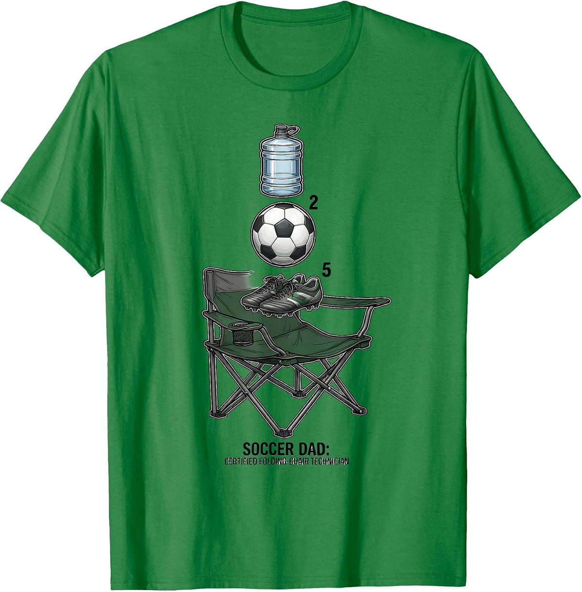 Men's Soccer Dad: Certified Folding-Chair Technician Dad T-Shirt - Kelly Green