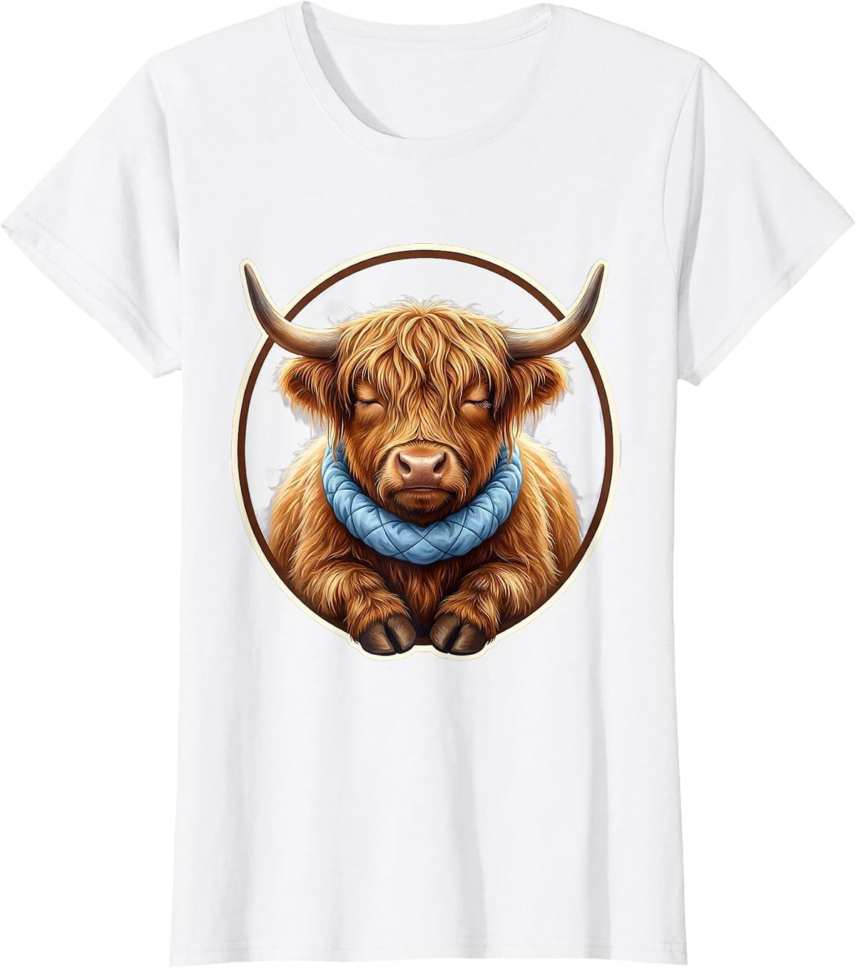 Women's Highland Cow Cute Kawaii Cozy Sleepshirt Gift T-Shirt - White