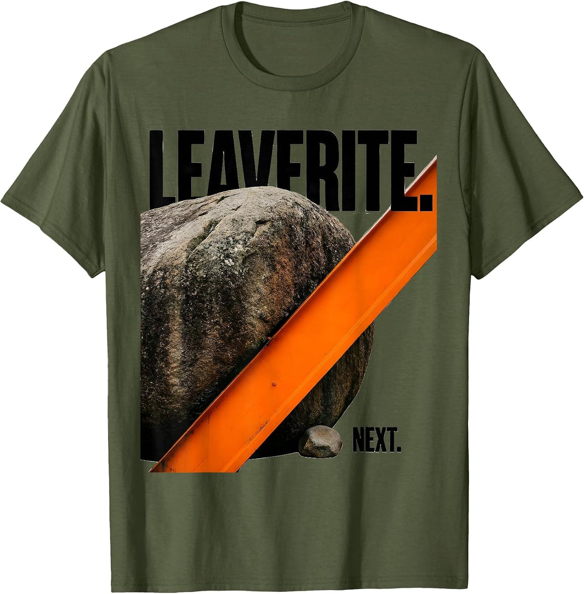 Leaverite Next Brutalist Rock Collector Geology Humor T-Shirt - Olive Green
