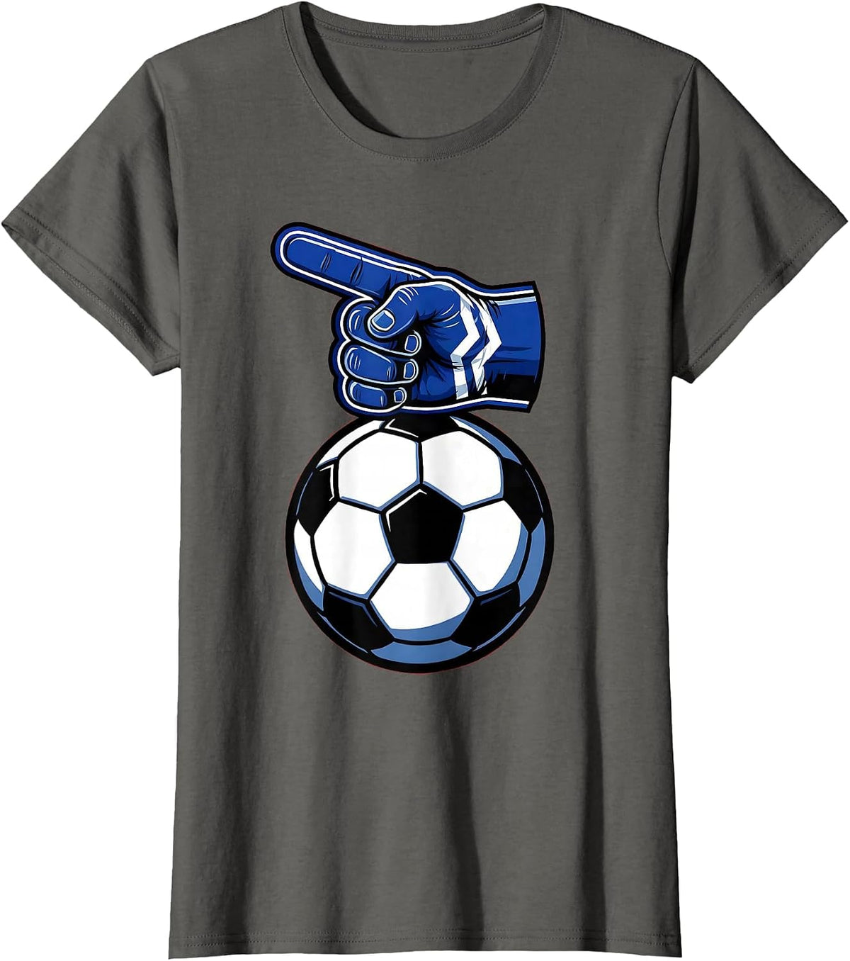 Women's Soccer Dad Foam Finger Graphic Tee T-Shirt - Asphalt Grey